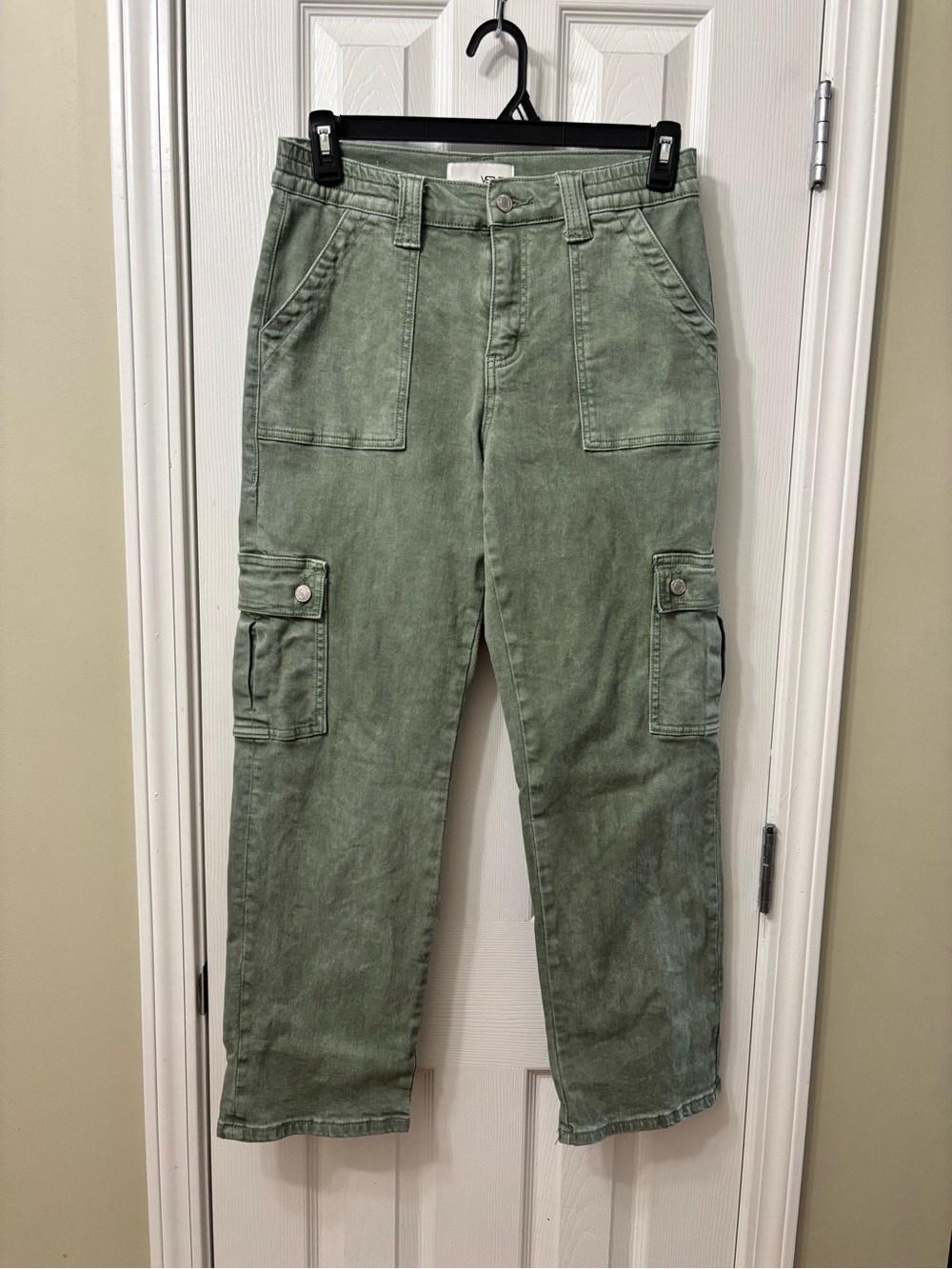 Vervet Olive Green Cargo Pants Size 28 High Rise Utility Straight Leg - Picture 2 of 8